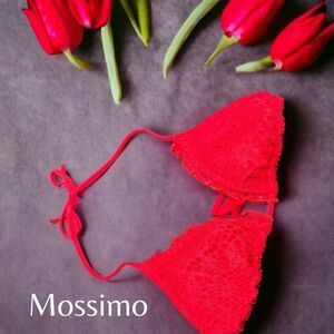 Mossimo l Red l Crocheted Bikini, Bathing suit top l Slide triangle l Lined l S